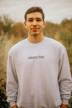 Load image into Gallery viewer, Ohana Ties Embroidered Sweater - Heather Grey and Navy
